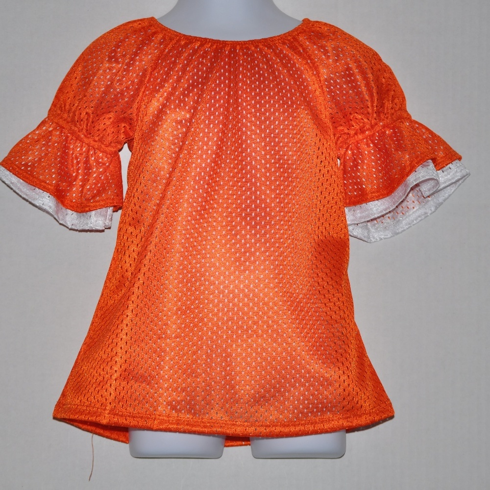 Toddler Girl's Football Jersey Orange White 2T-4T